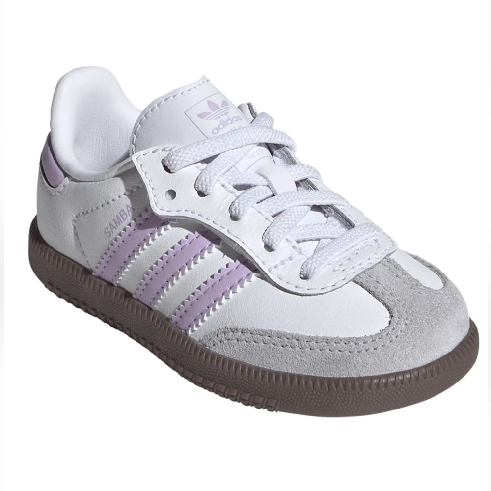 Adidas Kids Samba Sneakers - Samba OG WHITE/ POWDER PLUM/ GUM, Size Walker 6 M